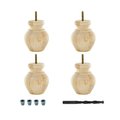 Architectural Products By Outwater 4 in x 3-1/8 in Unfinished Hardwood Round Bun Foot, 4 Pack 3P5.11.00014